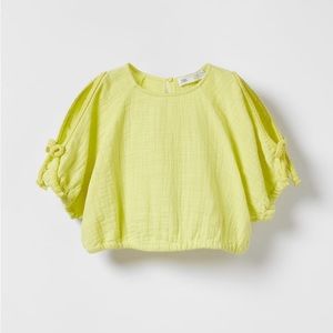 Zara Lime Green Open Shoulder Cropped Top Size 8